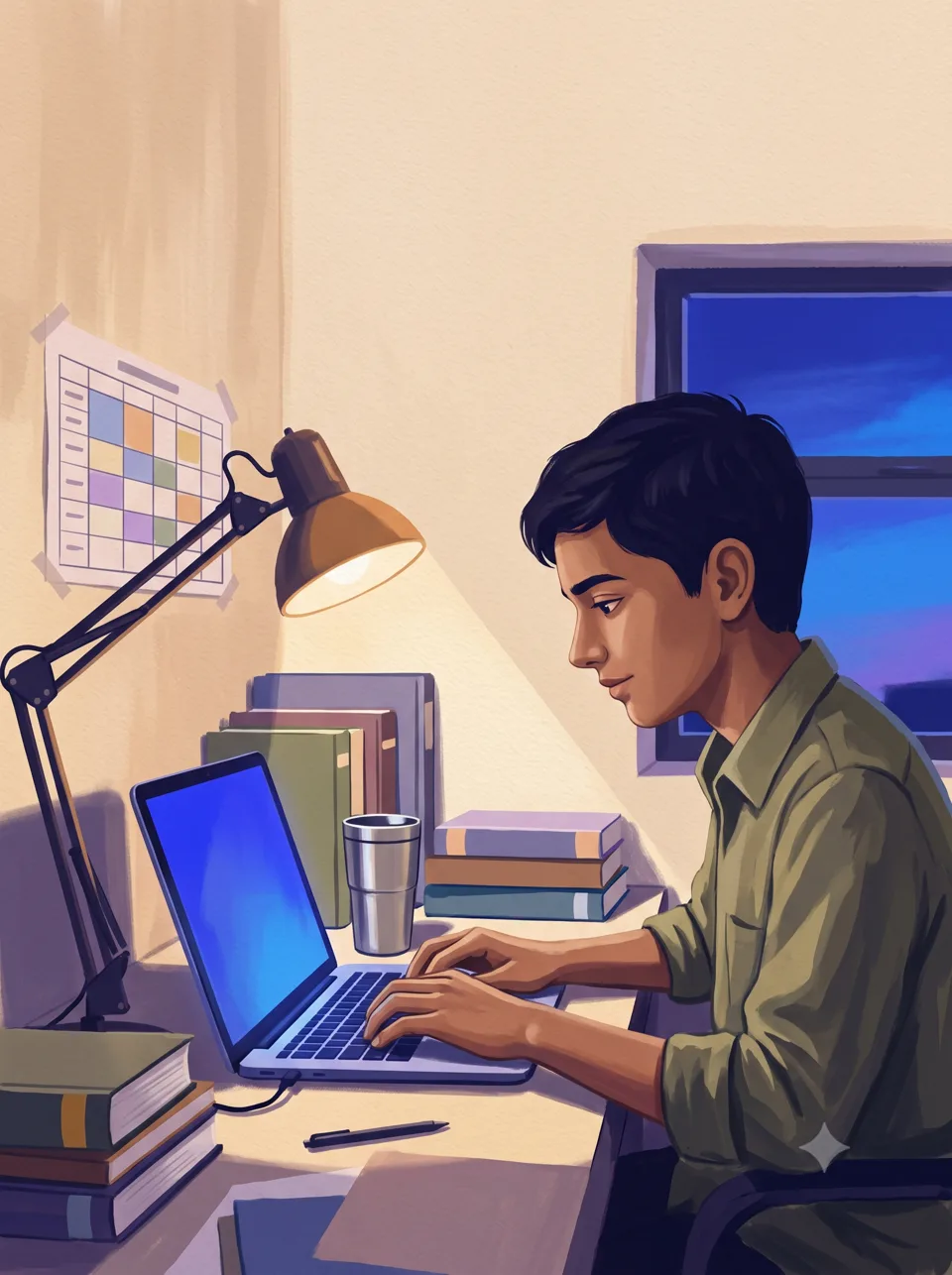 A student studying at his desk